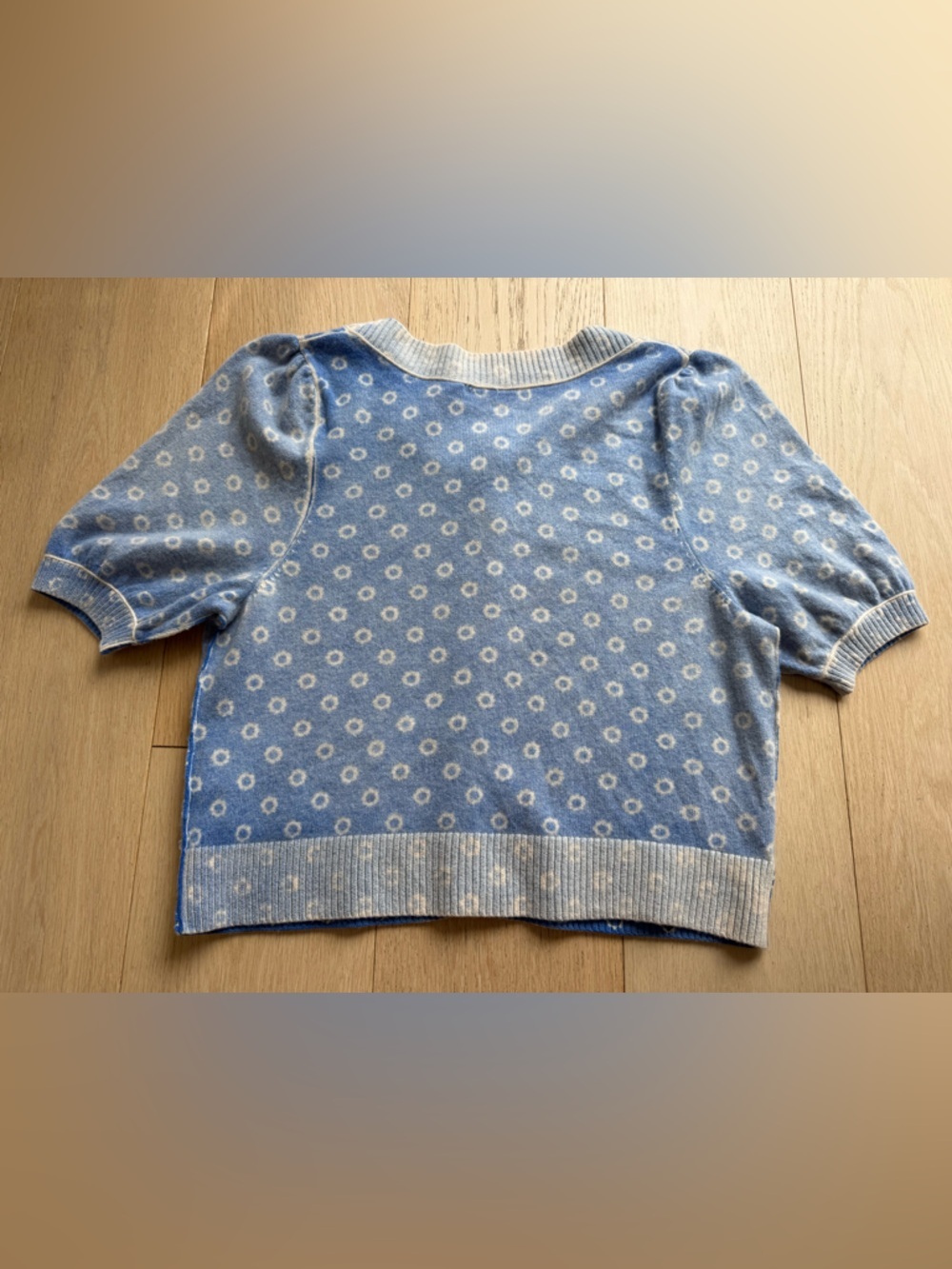 Free People Isla Patterned Cardigan Blue Wool Cashmere Knit BNWT Size L 💙🩵💙🩵 - Picture 9 of 12
